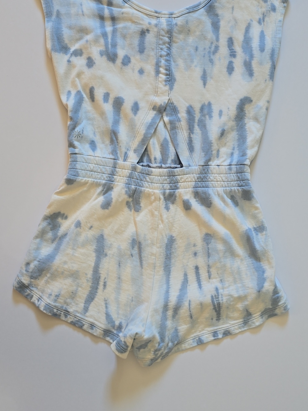 Athleta Girl Retreat Yourself Romper Size M/8-10 Blue Tie Dye Sleeveless - Picture 4 of 4